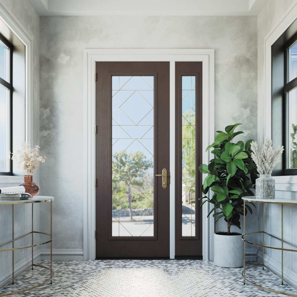 Therma-Tru Exterior Fiber-Classic Mahogany Door in Shale Finish with Echelon Glass