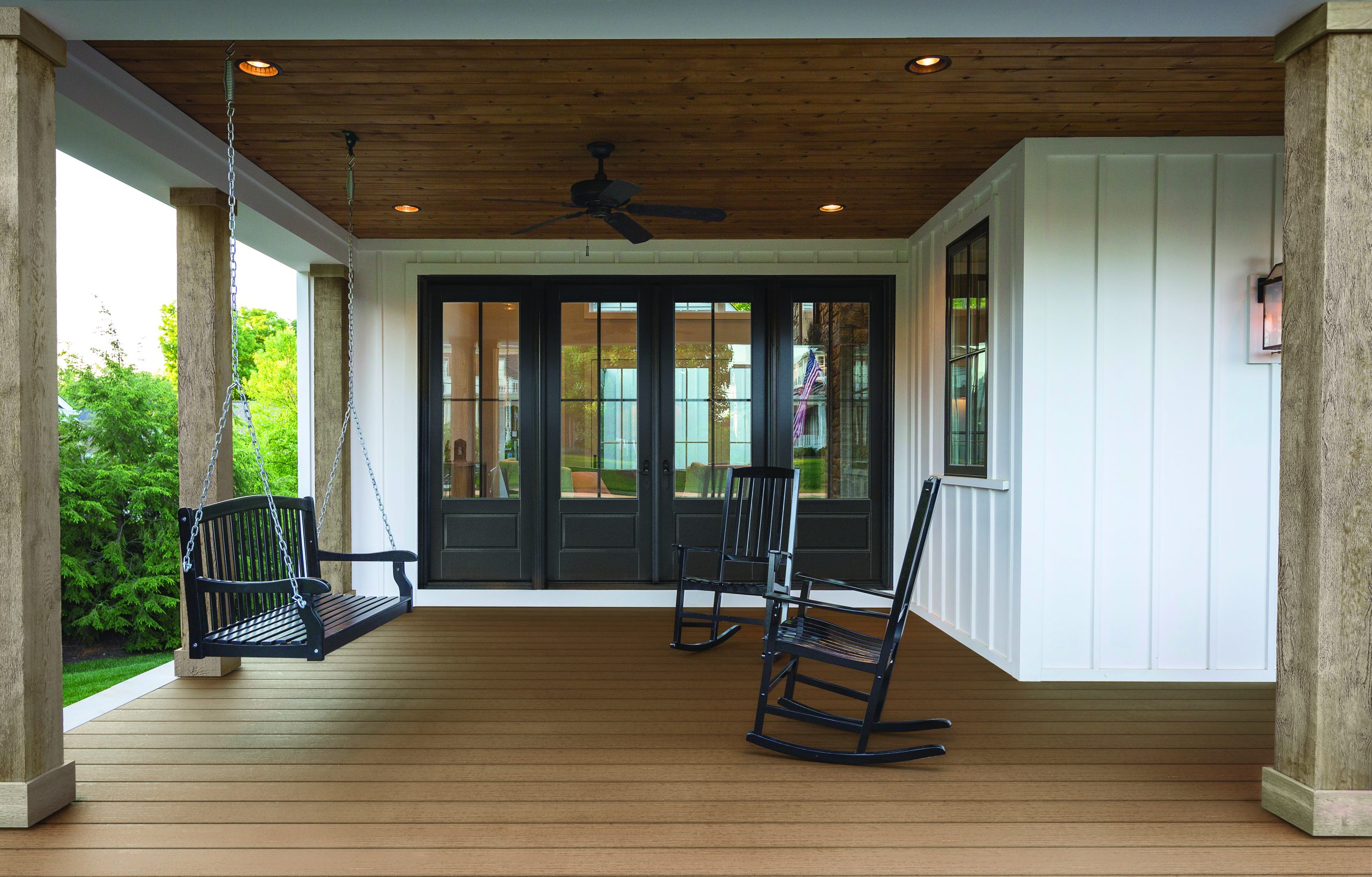 exterior deck of home with french doors