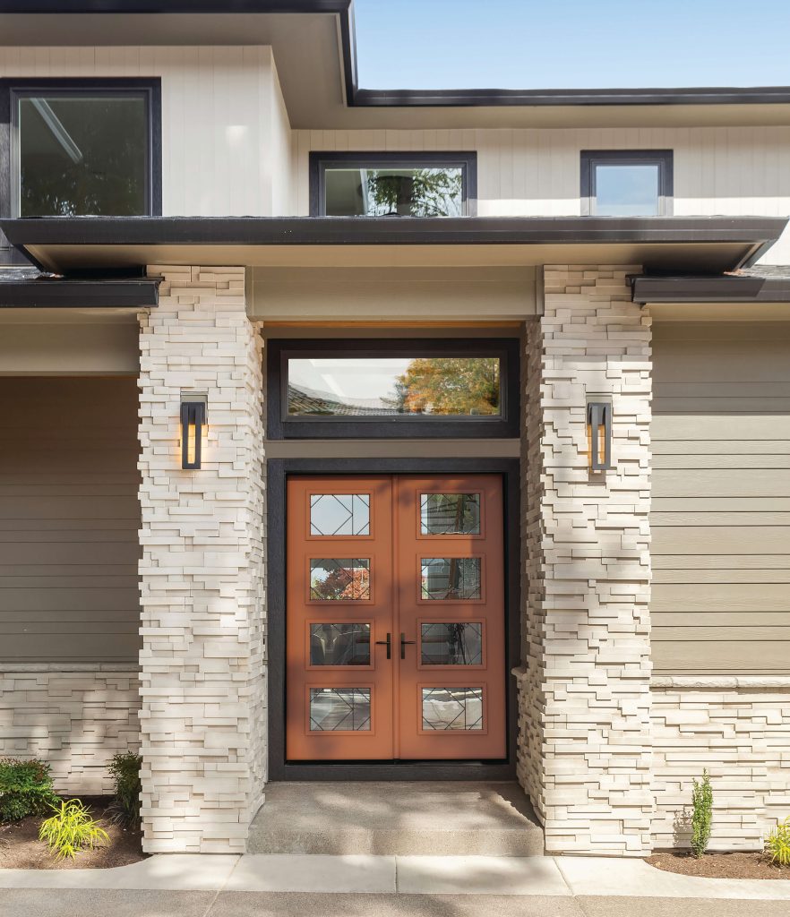 Therma-Tru - Exterior Pulse Ari in Canyon Finish with Echelon Glass front exterior entry of home