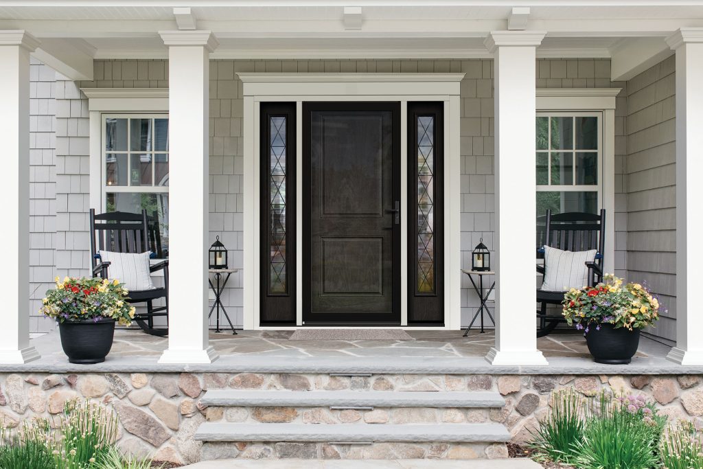 Therma-Tru Exterior Fiber-Classic Mahogany Door in Raven Finish with Calix Glass